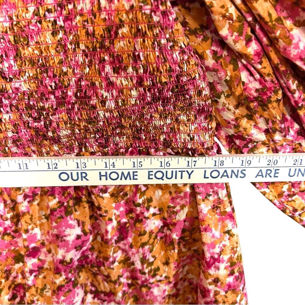 J.Crew 2X Smocked puff-sleeve midi dress faded floral cottage‎ core preppy fem - Picture 9 of 17